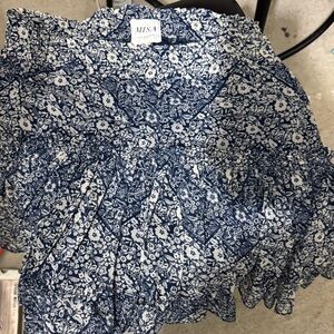 Misa Los Angeles Blue and White Floral Mini Skirt